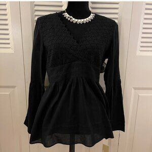 MWT Michael Kors Black Vneck Blouse